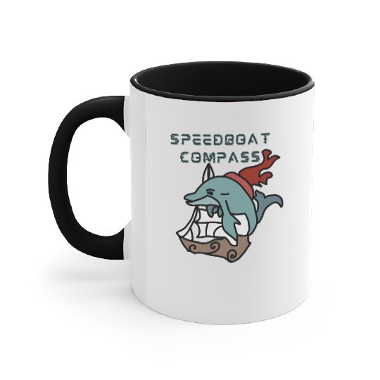 Minimalist Dolphin sailing fast and fun Accent Mugs