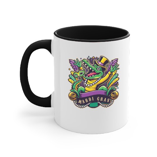 Mardi Gras Alligator Mask Celebration Vibes Accent Mugs