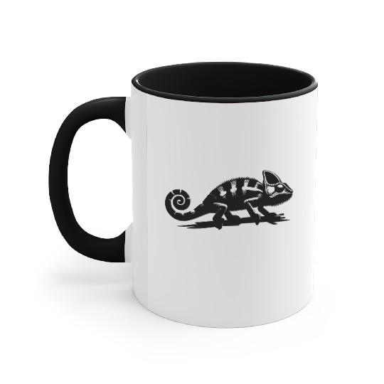 Small Chameleon Dragon With Curled Tail Accent Mugs