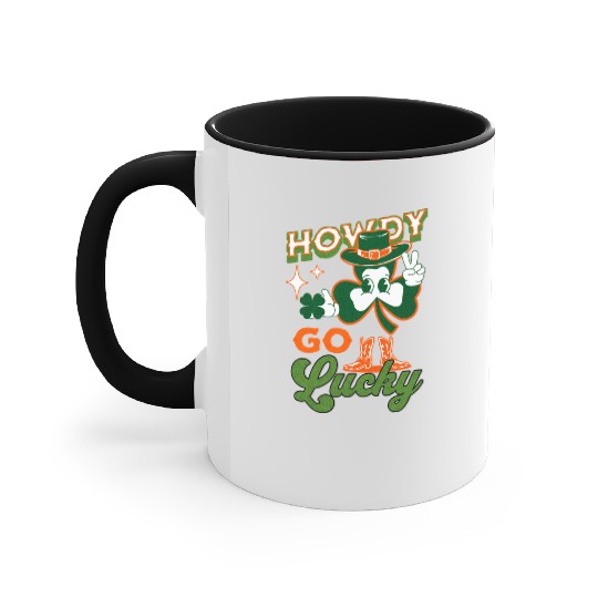 Howdy Go Lucky Saint Patrick's Day Retro Shamrock Accent Mugs