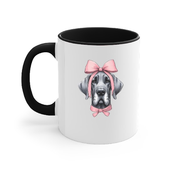 Coquette Bow Great Dane Dog Mom Pink Ribbon Cute Accent Mugs