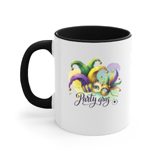 Mardi Gras Party Gras Mask And Jester Hat Accent Mugs