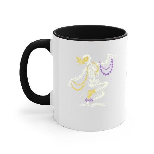 Mardi Gras Skeleton Dance Beads Mask Fun Accent Mugs