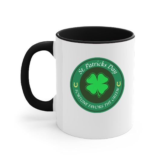 St. Patricks Day Fortune Favors the Green Accent Mugs