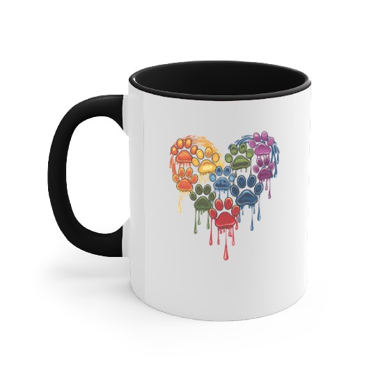 Colorful Paws Heart for Dog Lovers and Owners Accent Mugs