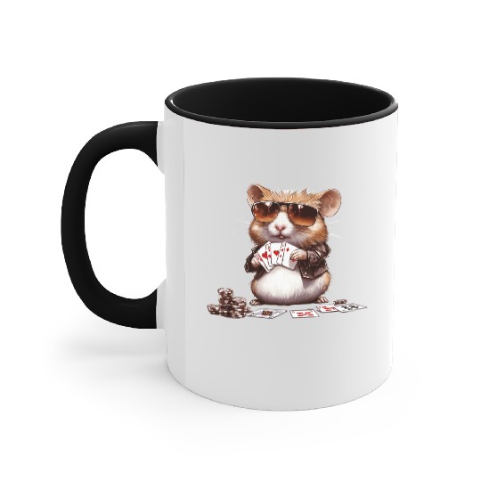 Lucky Hamster at the Poker Table Accent Mugs
