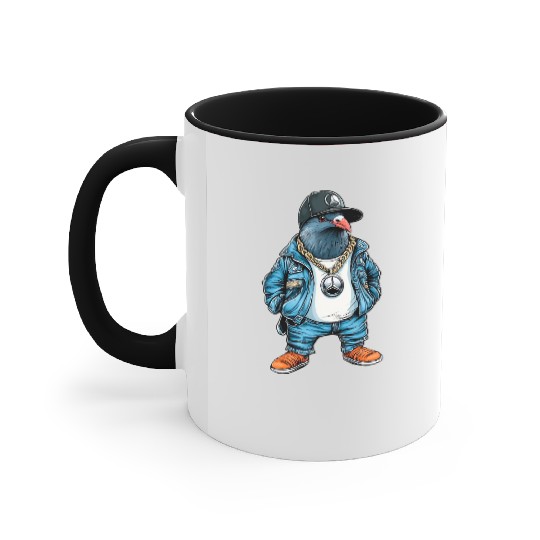 Gangster Pigeon with a Gold Chain Accent Mugs