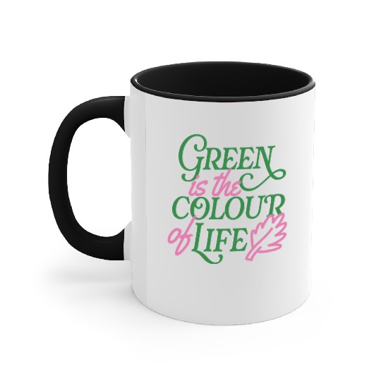 Vibrant Green Life Affirmation Accent Mugs