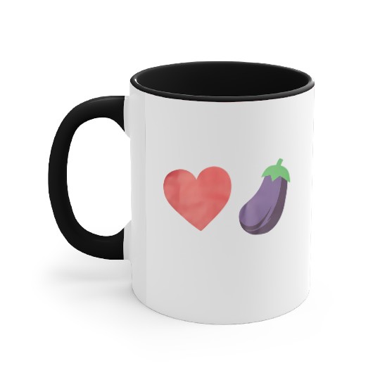 Love Eggplant Funny Gay LGBTQ Pride Accent Mugs