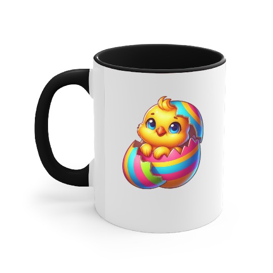 Cute Chick Cartoon Colorful Easter Egg Hatching Accent Mugs