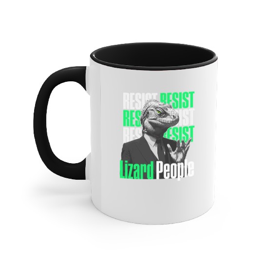 Resist Reptilians Lizard People Accent Mugs
