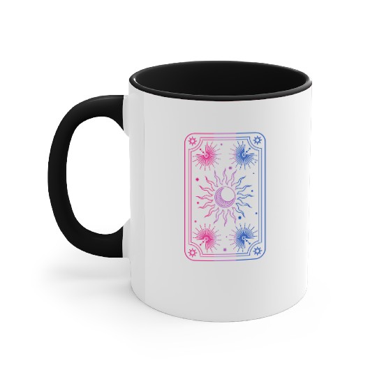 Mystical Tarot Card Sun in Bisexual Flag Colors Accent Mugs