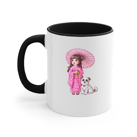 Kimono Girl & Her Loyal Pup Accent Mugs