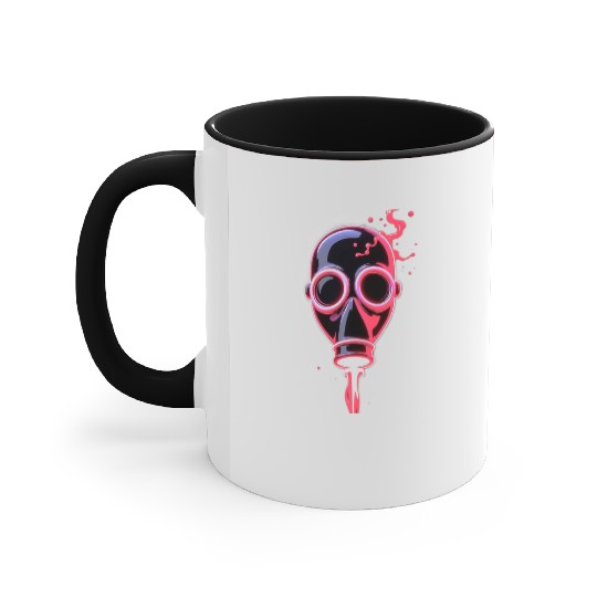 Neon Cyberpunk Gas Mask – Glowing Apocalypse Art Accent Mugs