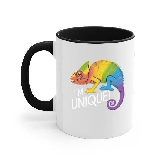 Rainbow Chameleon - "I'm Unique!" Colorful Animal Accent Mugs