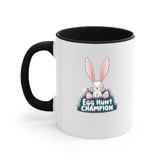 Egg Hunt Champion Bunny Design Accent Mugs