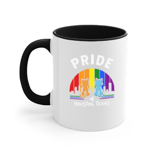 Pride of Houston City Texas USA Rainbow Flag Accent Mugs