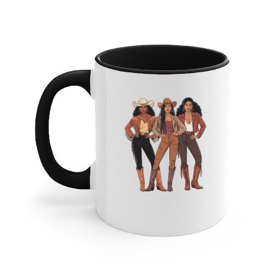 Black African American Cowgirl Rodeo Accent Mugs