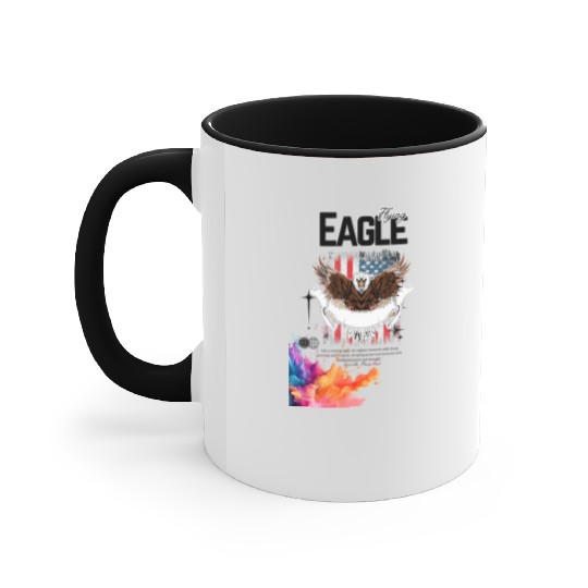 Eagle Full American Flag Bald Eagle Feather Style Accent Mugs