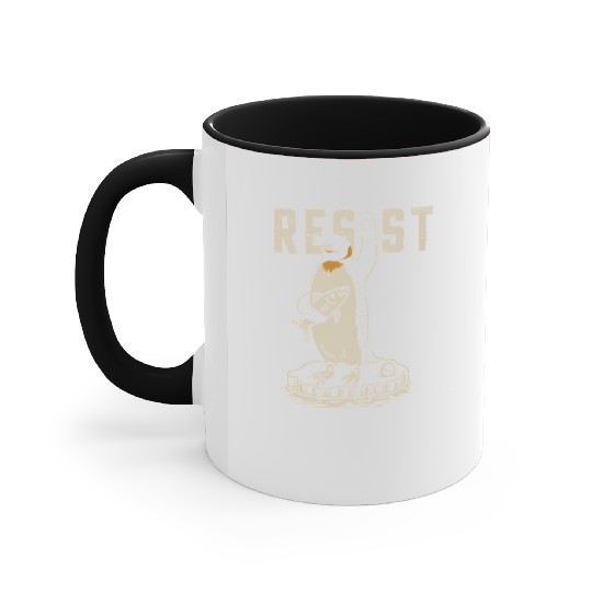 Funny Protest Against Tariffs Resist Penguin Accent Mugs