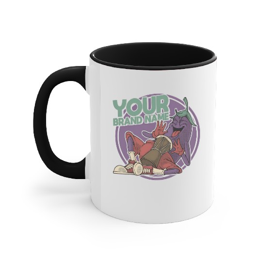 Funky Eggplant Drummer – Funny Cartoon Music T-Shi Accent Mugs