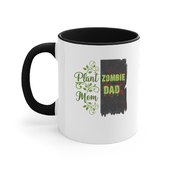 Plant Mom Zombie Dad Couple Design Accent Mugs