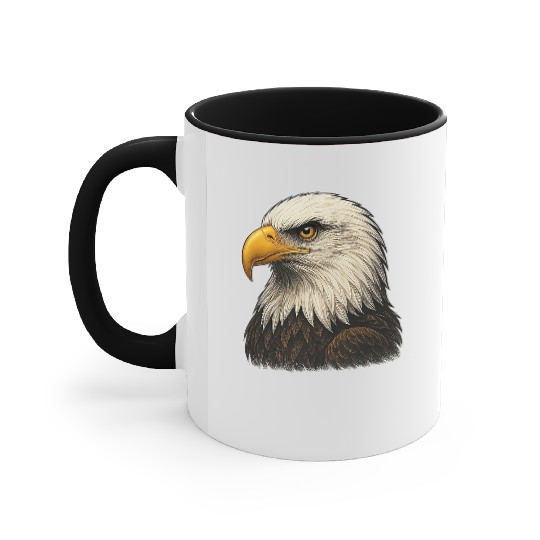 Majestic Bald Eagle Head Illustration Accent Mugs