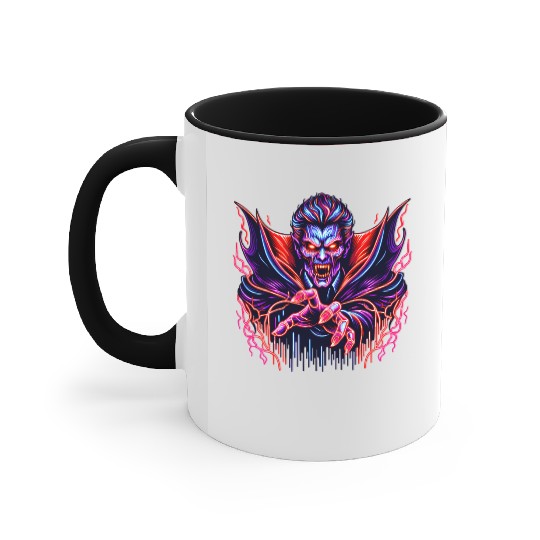 Neon Vampire Lord – Retro Horror Glow Accent Mugs