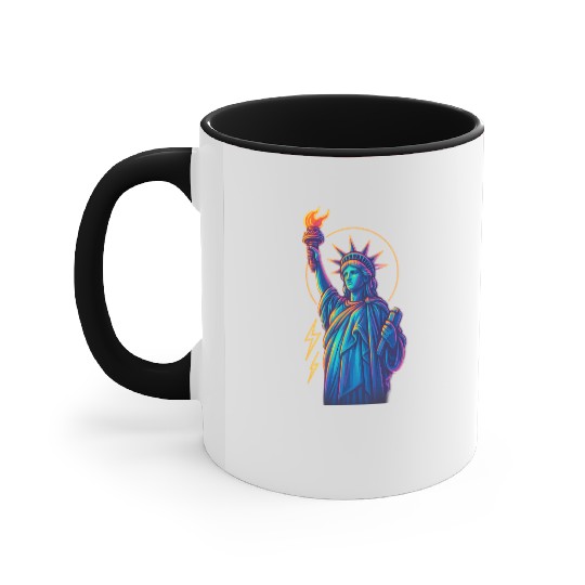 Statue of Liberty Neon Accent Mugs Design