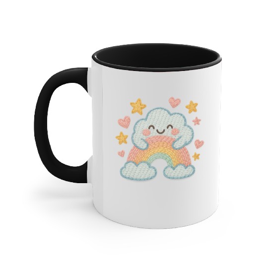 Smiling Cloud Rainbow – Embroidered Kids Logo Accent Mugs