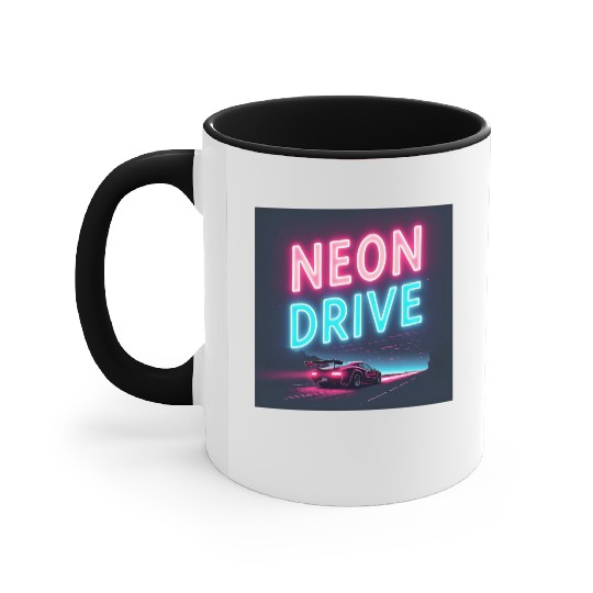 Neon Drive - Retro Synthwave Design Accent Mugs