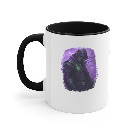 Dark Elf with Poison Magic and Purple Shadow Power Accent Mugs