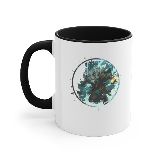 Mystical Werewolf With Magic In The Dark Forest Accent Mugs