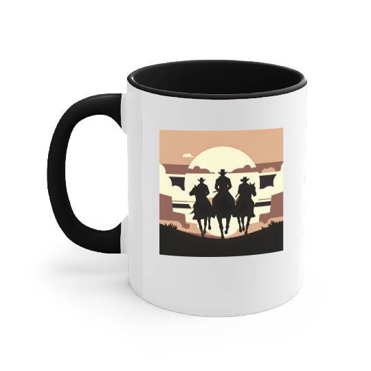 Western Cowboys Riding Accent Mugs