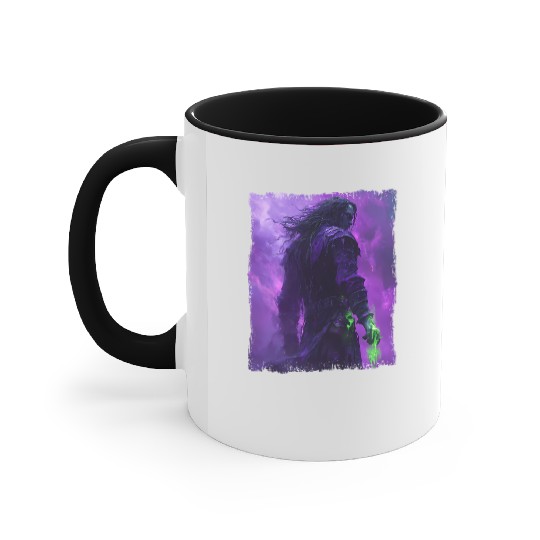Dark Spell Warrior with Purple Mist Energy Accent Mugs
