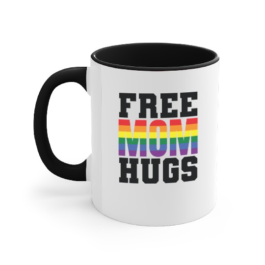 Gay Pride Free Mom Hugs Accent Mugs