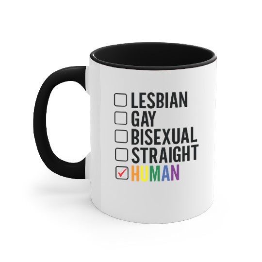 Gay Pride lesbian gay bisexual straight human Accent Mugs