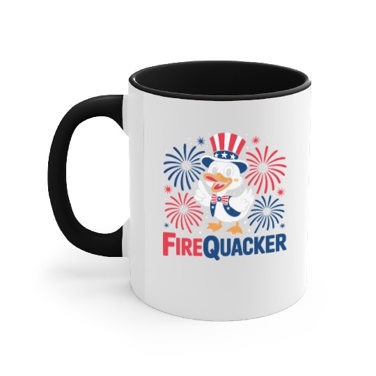 Womens Duck Firequacker Patriotic Fourth of July I Accent Mugs