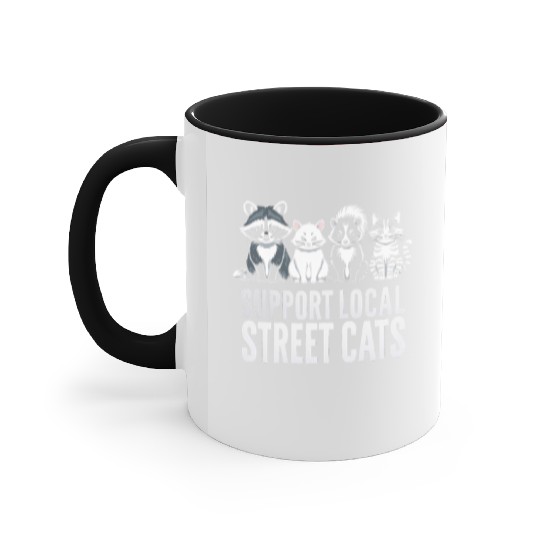 Support Local Street Cats Opossum Raccoon Accent Mugs
