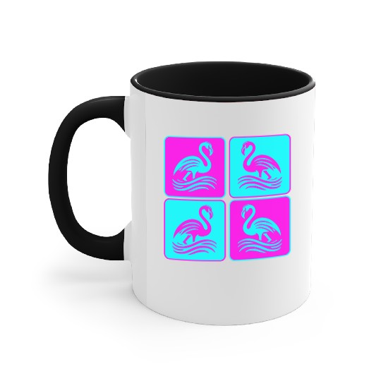 Flamingo Waves Pop Art Accent Mugs