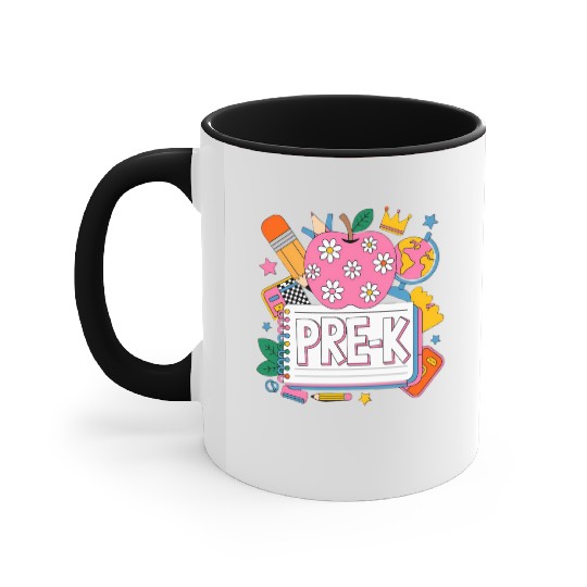 Pre K Teacher Back To School Apple Notebook Accent Mugs