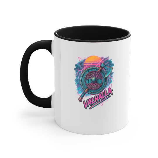 Viking Valhalla Norse Retro Vaporwave Accent Mugs