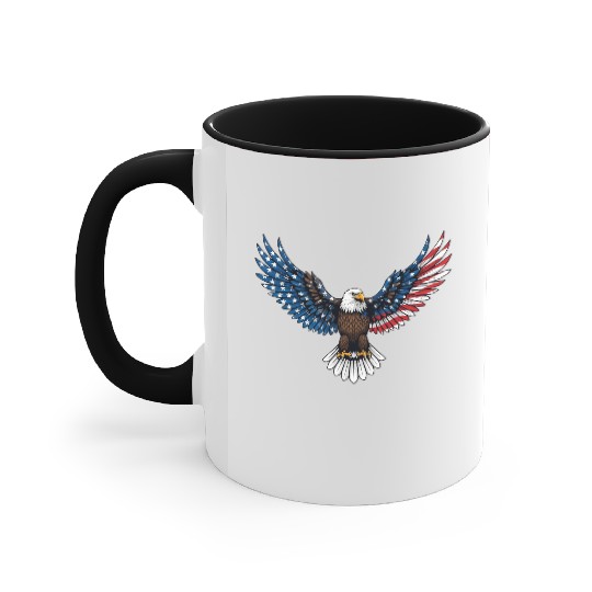 us flag colored eagle Accent Mugs