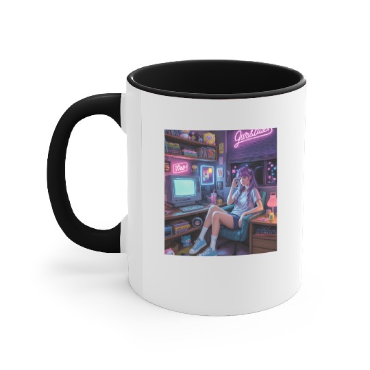 Y2K Gamer Girl Vibes – Retro Tech & Neon Room Aest Accent Mugs