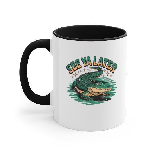 See Ya Later Alligator Retro Gator Joke Accent Mugs