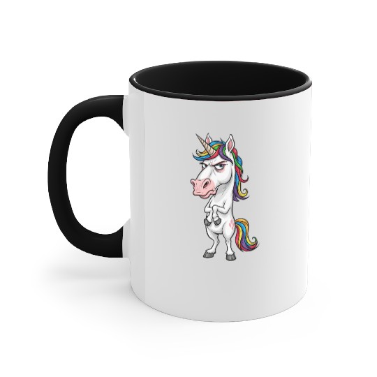 Moody Rainbow Unicorn: Not Today! Accent Mugs