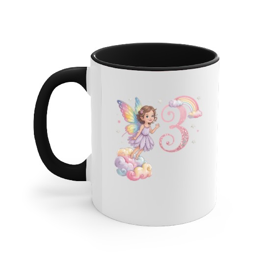 Magical Rainbow Fairy Elf 3nd Birthday Girl Accent Mugs