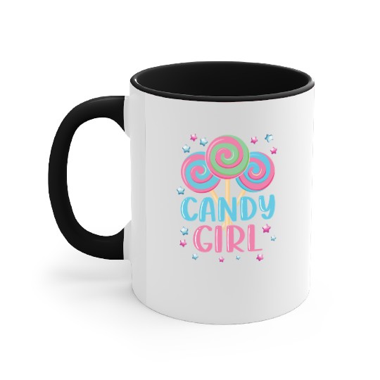 Cute Lollipop Candy Girl Design 01 Accent Mugs