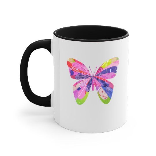 Butterfly design unique collage bug art garden Accent Mugs
