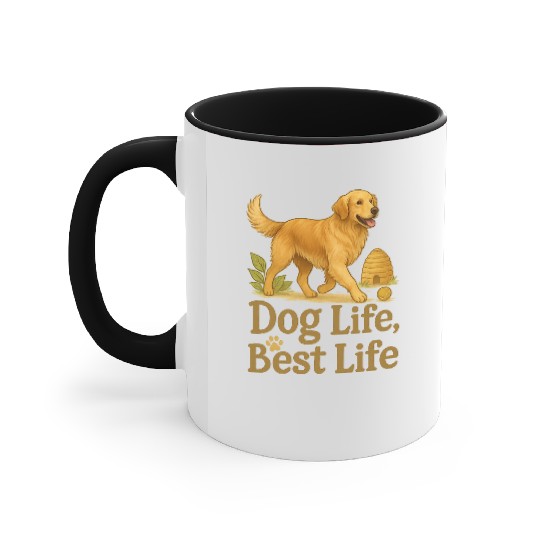 Dog Life Best Life – Golden Retriever Art Accent Mugs